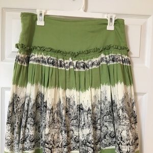 Gadzooks green and toile skirt